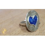 Δαχτυλίδι χειροποίητο με μπλε καρδιά από ασήμι