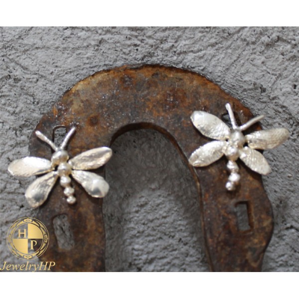 Σκουλαρίκια χειροποίητα με πεταλούδες από ασήμι
