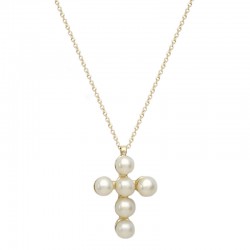 Female gold 14Κ necklace with pearls