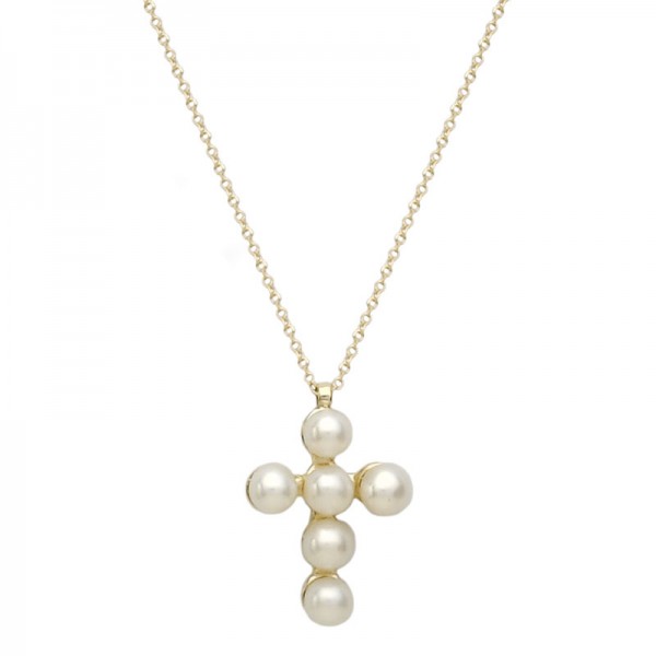Female gold 14Κ necklace with pearls