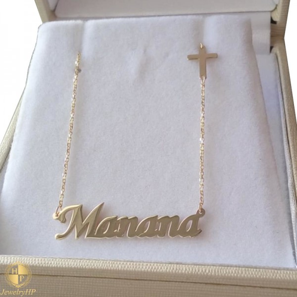 Gold necklace with name Manana