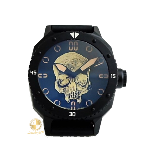 Ανδρικό ρολόι Baldieri μαύρο χρώμα με νεκροκεφαλή 