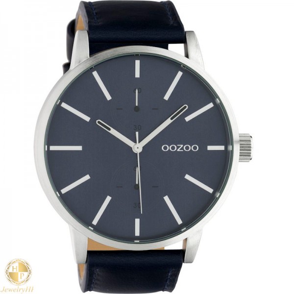 OOZOO ανδρικό ρολόι με σκούρο μπλε δερμάτινο λουρί W4107C10501
